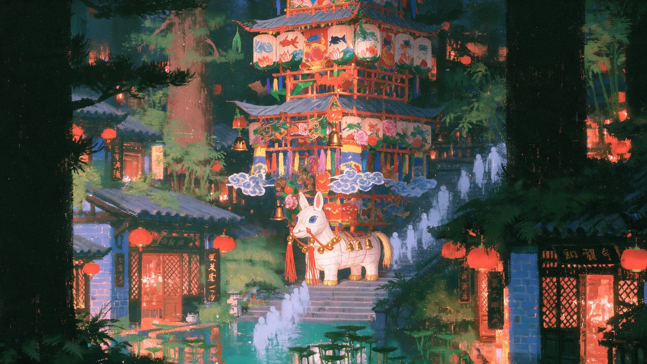 桥岛雨夜城市主视觉